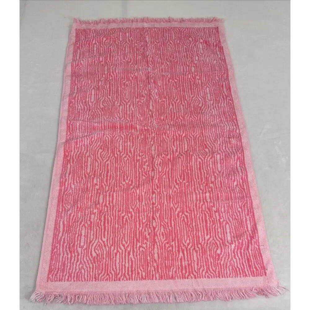 2 Vintage Fieldcrest Pink Towels, 1 Washcloth Zebra Tiger Wood Grain Pattern